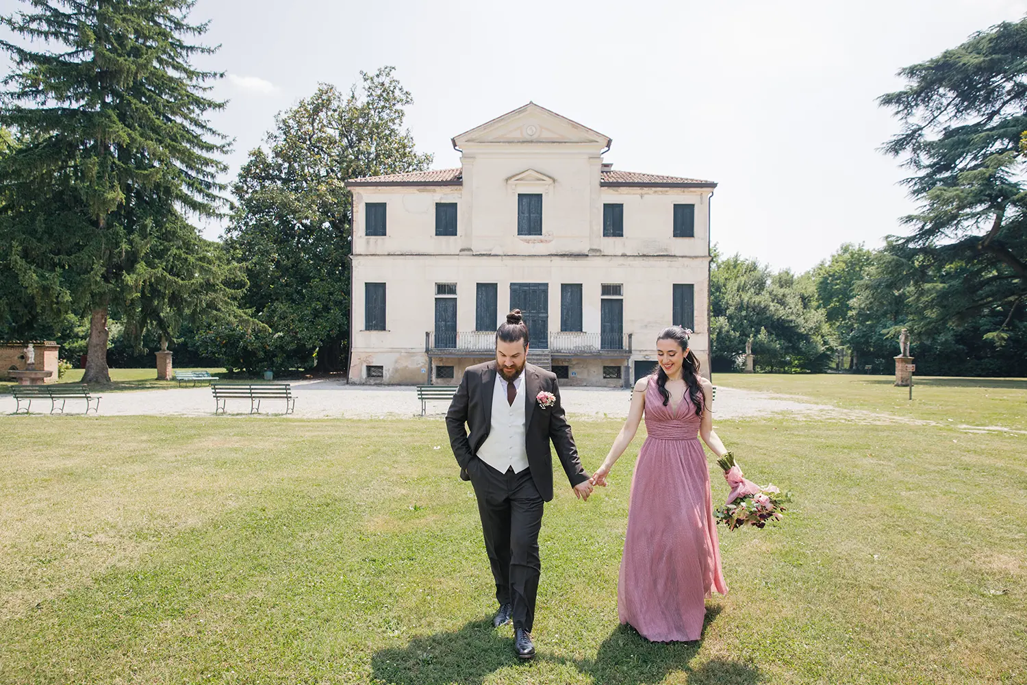 Elisa e Lorenzo nel parco di Villa Belvedere a Mirano